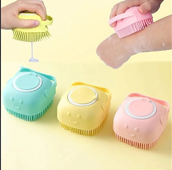 Kit 03 Unidades Esponja de Silicone Para Banho Corpo QBM00516
