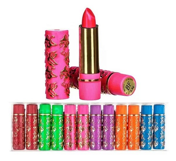 Batom 24 Horas Mágico Coloridos Bella Femme Atacado Box 12 Unidades BF10016