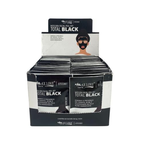 Máscara Facial Peel Off Total Black Sachê 8g Max Love Atacado Box 60 Unidades