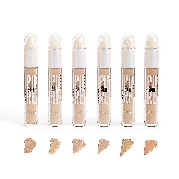 Kit 06 Unidades Corretivo Líquido Matte Pure Skin Vivai 1029 Cores 01 ao 06