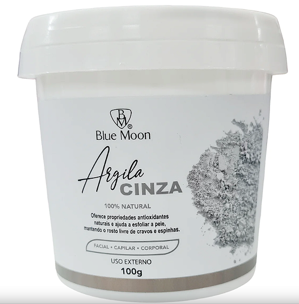 Argila Cinza Facial, Capilar e Corporal 100% Natural Blue Moon
