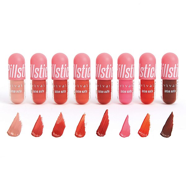 Kit 08 Unidades Batom Líquido Matte Pillstick Vivai 3120