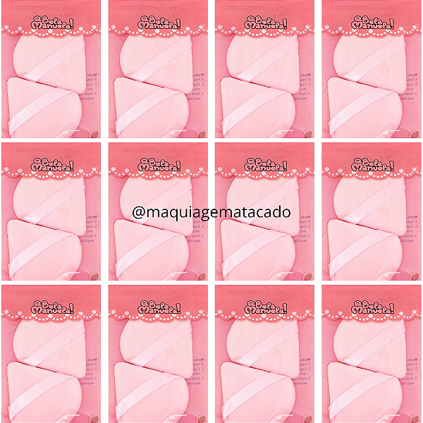 Esponja Para Pó Triangular com 02 Unidades QBM512 Atacado Box com 12 Kits
