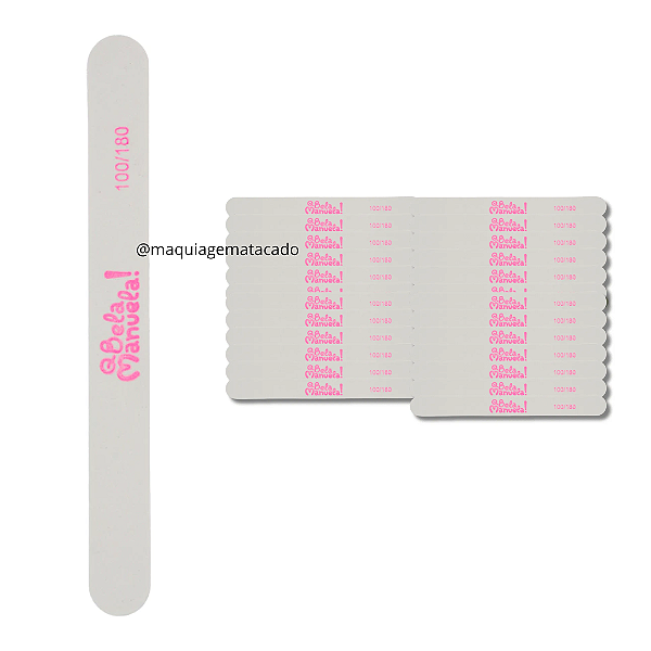 25 Unidades Lixa de Unha Reta 100/180 Q Bela Manuela QBM00932 Atacado Box Fechado