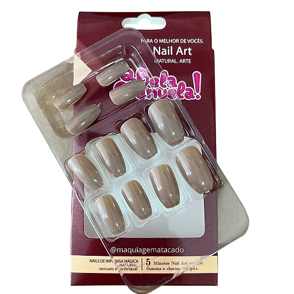 Unhas Postiças Autocolante Q Bela Manuela Nude Amarronzado QBM751