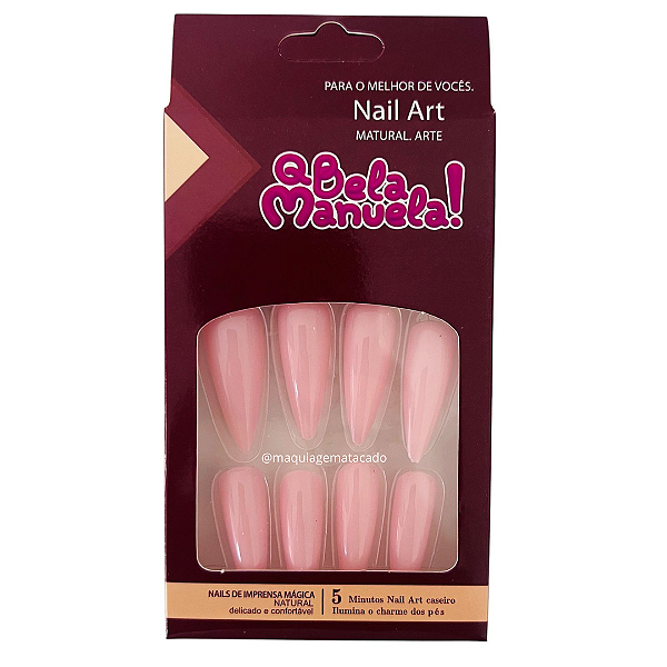 Unhas Postiças Stiletto Autocolante QBM755 Rosa