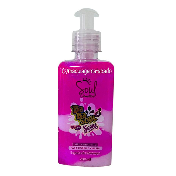 Gel Hidratante Para Corpo e Virilha Babasoul Sexy Iogurte de Morango Soul Cosméticos
