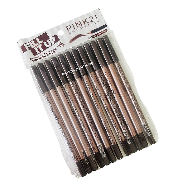 12 Unidades Lápis Para Sobrancelha Universal Color Fill It Up Pink 21 CS5559 Atacado