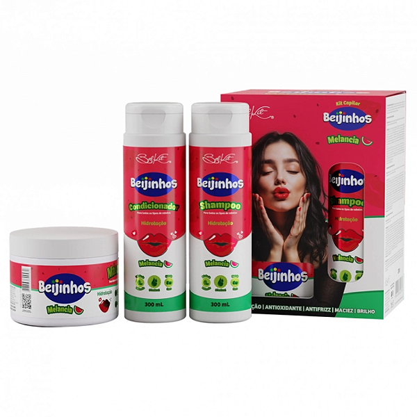 Kit Capilar Shampoo, Condicionador e Máscara Beijinhos Belkit Melancia BK239