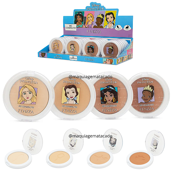 Kit 04 Unidades Pó Compacto Disney Princesas Fenzza DIS170