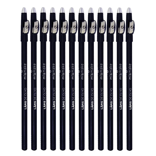 12 Unidades Lápis de Olho Preto com Apontador Mia Make 282 Atacado Box Fechado