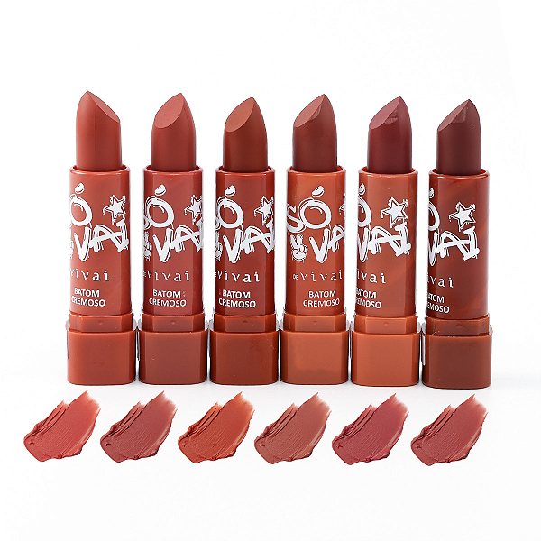 Kit 06 Unidades Batom Cremoso Só Vai Vivai 3197 Grupo 01