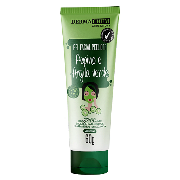 Gel Facial Peel Off Pepino e Argila Verde Dermachem