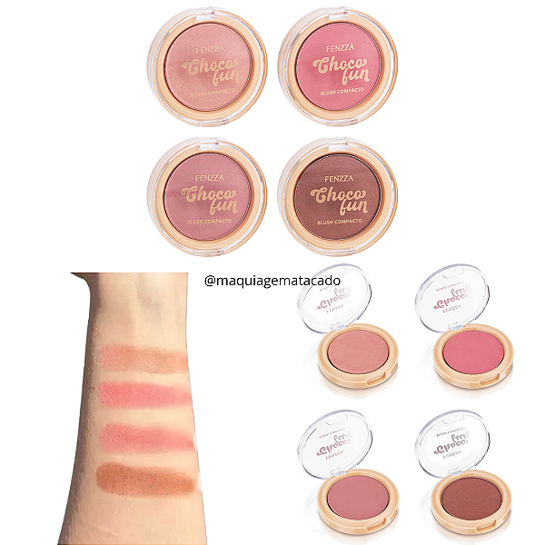 Kit 04 Unidades Blush Compacto Choco Fun Fenzza FZ41001
