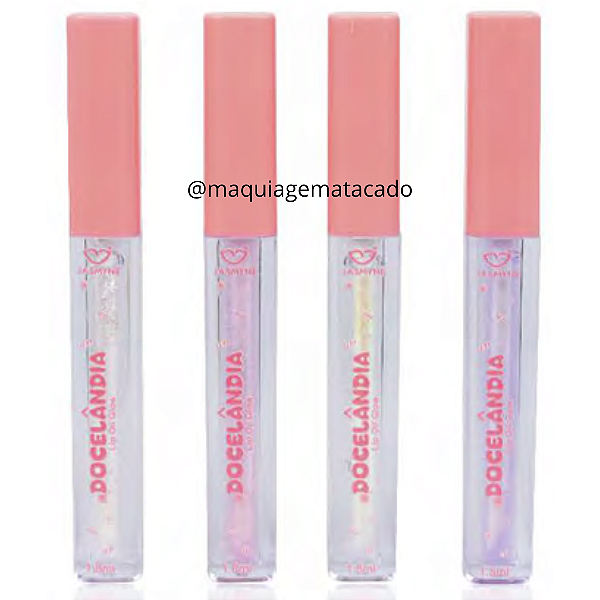 Kit 04 Unidades Lip Oil Glow com Glitter Docelândia Jasmyne JS17016