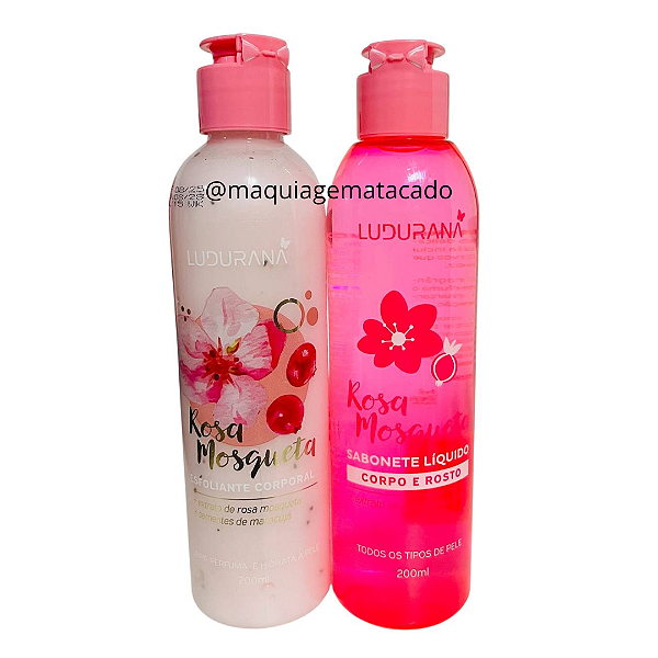 Kit 01 Esfoliante Corporal Rosa Mosqueta e 01 Sabonete Corpo e Rosto Rosa Mosqueta Ludurana