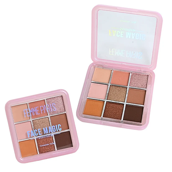 Paleta de Sombras 09 Cores Face Magic Femme Paris FR046 Cor 02