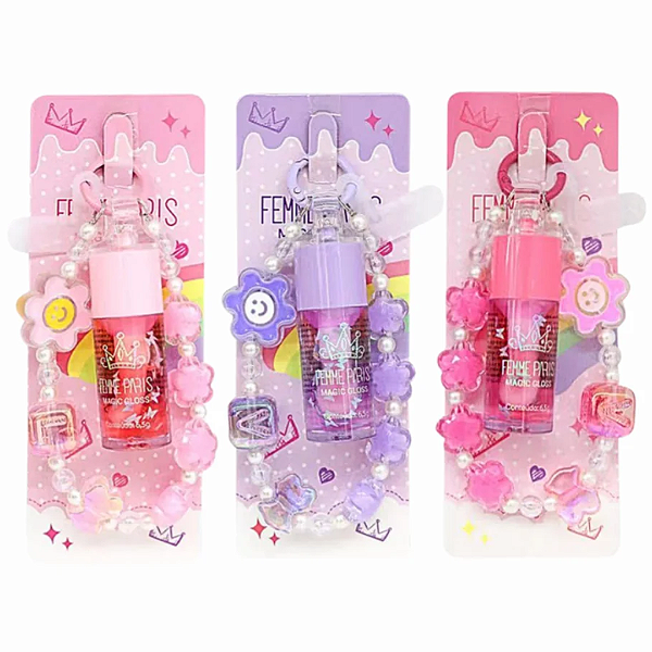 Kit 03 Unidades Gloss Magic com Chaveirinho Para Celular Femme Paris FR115