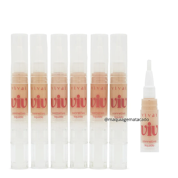 Kit 06 Unidades Corretivo Líquido Caneta Viv Vivai 1120 Cores 01 ao 06