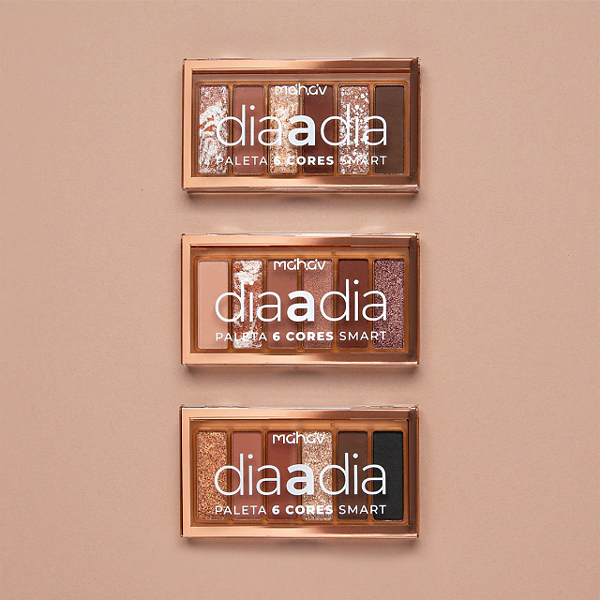 Kit 03 Unidades Paleta de Sombras 6 Cores Smart Dia a Dia Mahav