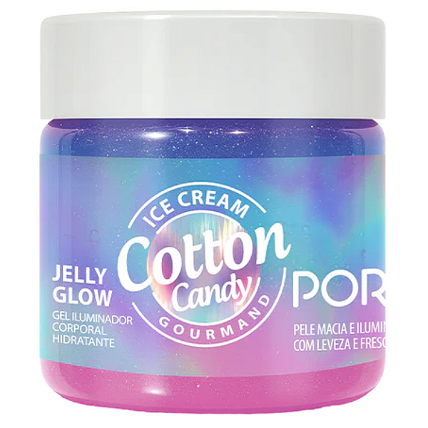 Jelly Glow Gel Iluminador Corporal Hidratante Ice Cream Gourmand Porán 160g Cotton Candy PR424