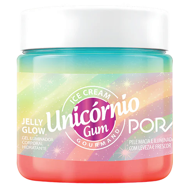 Jelly Glow Gel Iluminador Corporal Hidratante Ice Cream Gourmand Porán 160g Unicórnio Gum PR433