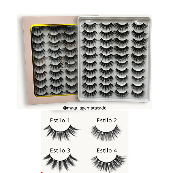 Cílios Postiços 20 Pares com 04 Estilos Dysilk Modelo 2043