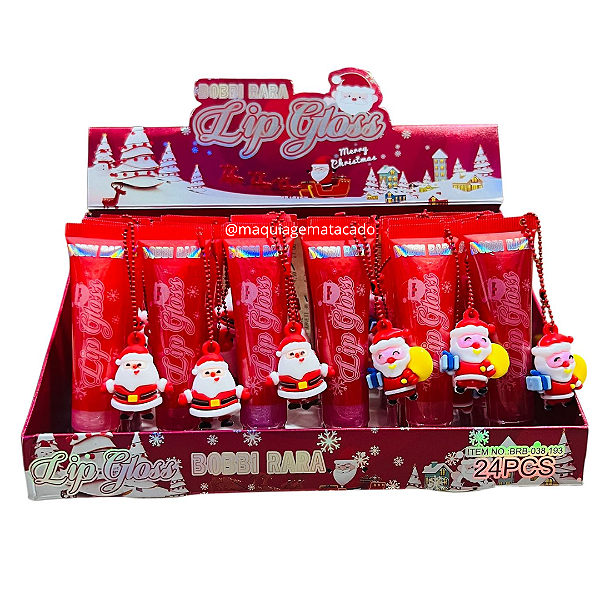 Kit 06 Unidades Lip Gloss Merry Christmas Bobbi Rara BRB038193