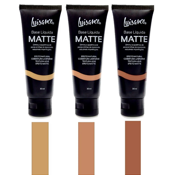 Kit 03 Unidades Base Líquida Matte Luisance L5001B Cores Médias Escuras