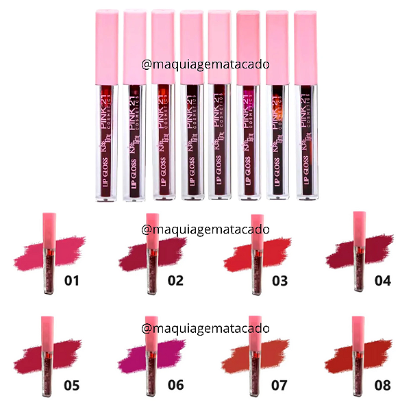 Kit 08 Unidades Lip Tint Kiss Pink 21 CS2855