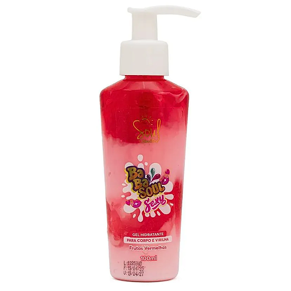 Gel Hidratante Para Corpo e Virilha Babasoul Sexy Frutas Vermelhas Soul Cosméticos 100ml SL722