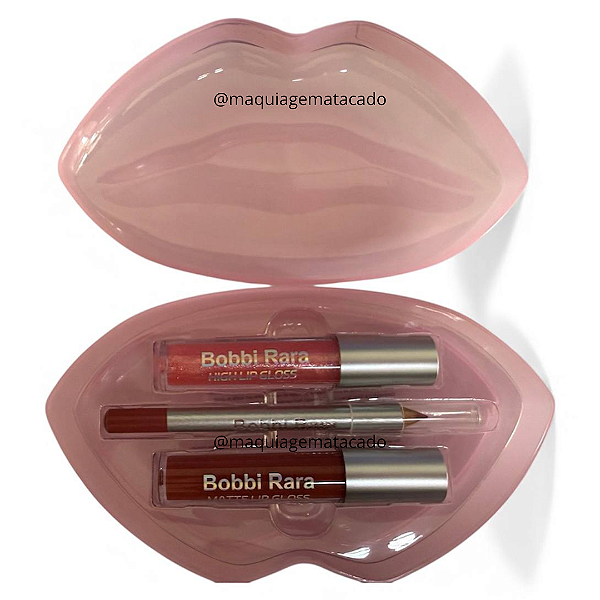 Kit Lip Combo 3 em 1 Gloss, Lápis Labial e Batom Matte Bobbi Rara BRB0481 Cor 02