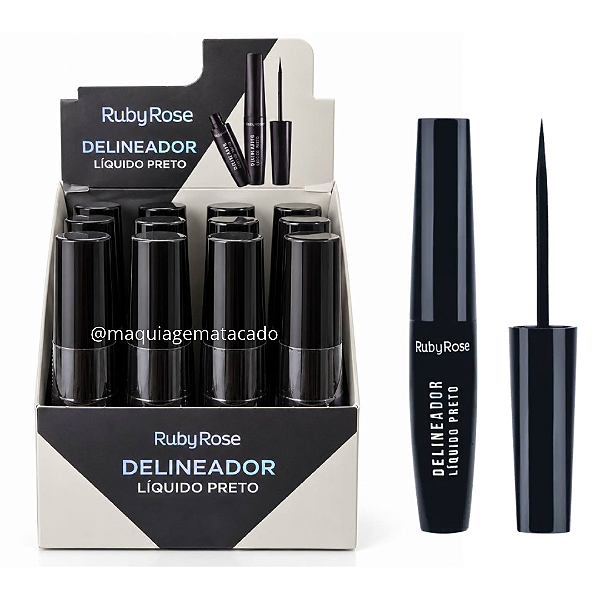 Delineador Líquido Preto Ruby Rose HB8406 Atacado Box 12 Unidades