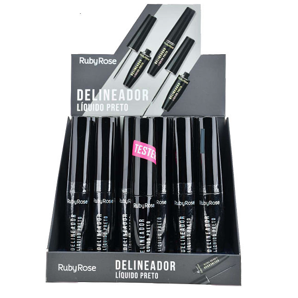 Delineador Líquido Preto Ruby Rose HB8406 Atacado Box 24 Unidades