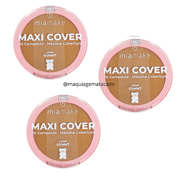 Kit 03 Unidades Pó Compacto Maxi Cover Mia Make 442 Cor 07