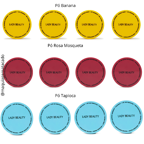 Kit 12 Unidades Misto Pós Lady Beauty Banana, Rosa Mosqueta e Tapioca