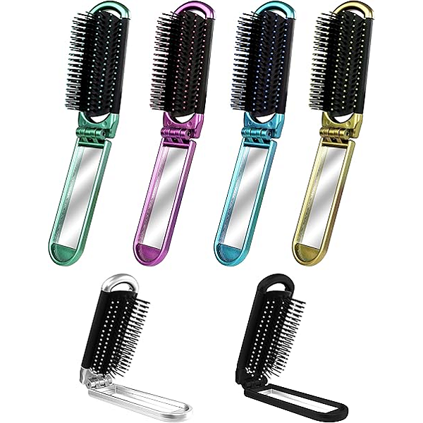 Escova de Cabelo Dobrável com Espelho Cor Aleatória - Unidade