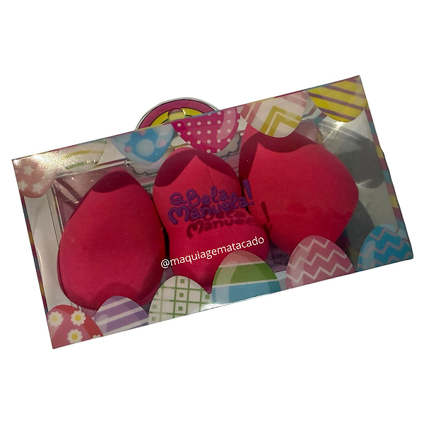 Kit 03 Esponjas Para Maquiagem Gota, Acinturada e Chanfrada Cor Aleatória Q Bela Manuela QBM510