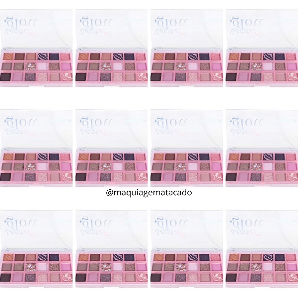 12 Unidades Paleta de Sombras 18 Cores Secret Glow Ruby Rose HB1084 Atacado Box Fechado