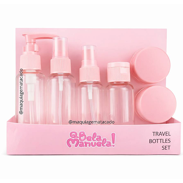 Kit 06 Frascos Para Viagem com Necessaire Plástica Q Bela Manuela QBM987