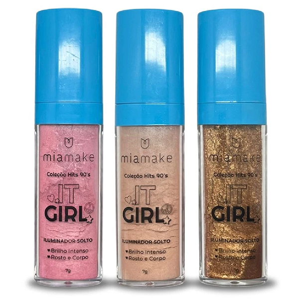 Kit 03 Unidades Iluminador Solto It Girl Mia Make 490