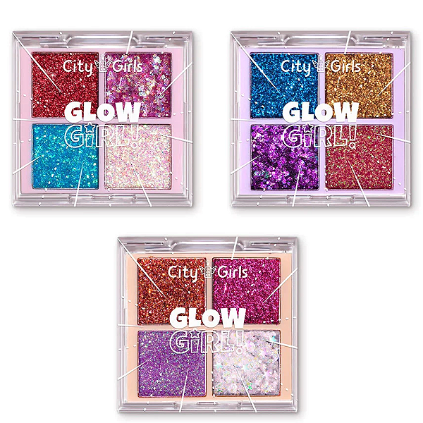 Kit 03 Unidades Paleta de Glitter Glow Girl City Girls CG353