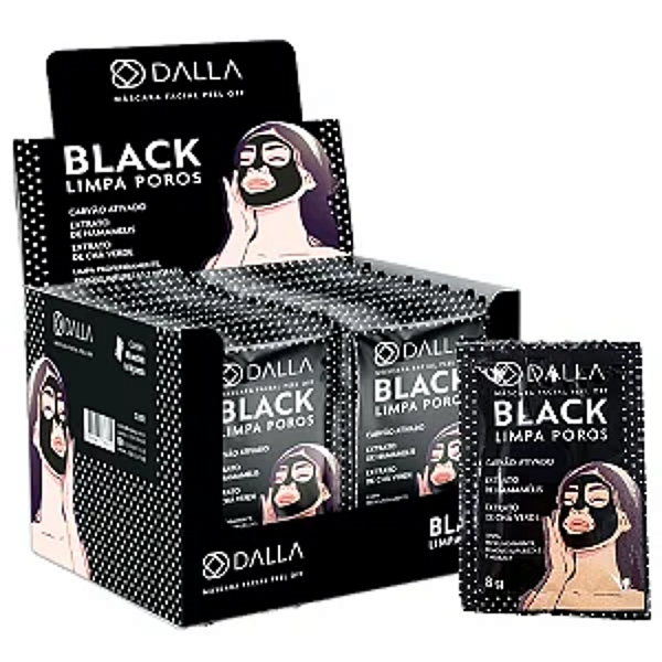 Máscara Facial Peel Off Black Limpa Poros Dalla DL1003 Atacado Box 60 Unidades