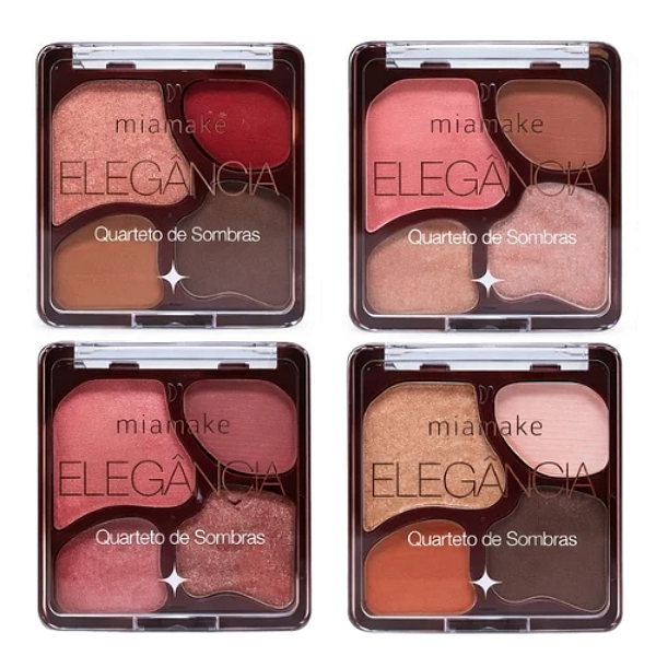 Kit 04 Unidades Quarteto de Sombras Elegância Coleção Intense Mia Make 596