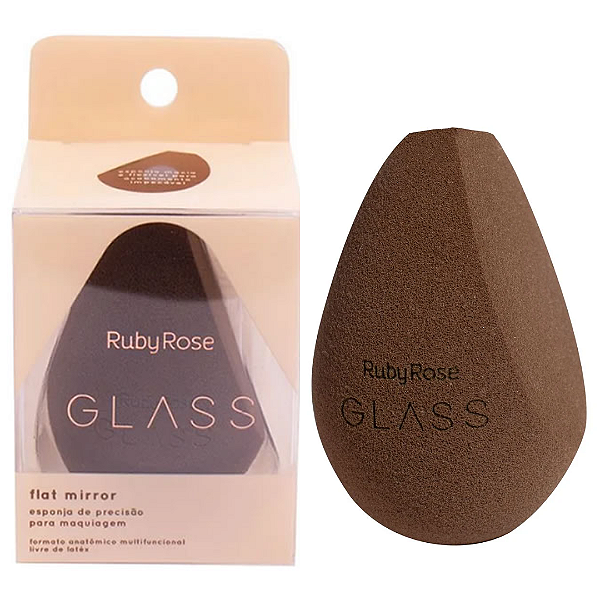 Esponja de Precisão Para Maquiagem Flat Mirror Glass Ruby Rose HBS06