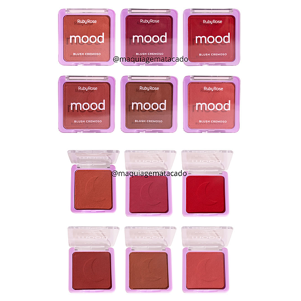 Kit 06 Unidades Blush Cremoso Mood Ruby Rose HBF587