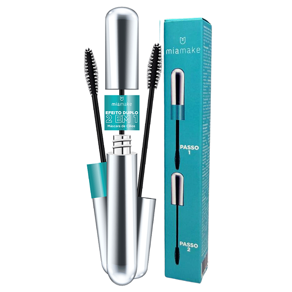 Máscara Para Cílios Efeito Duplo 2 em 1 Peel Off Volume Intenso Mia Make 597 Rímel