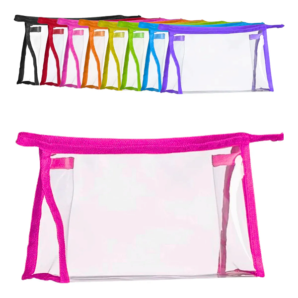 Necessaire Plástica Transparente Média 21 x 13,5cm Cor Aleatória - Unidade N030-1