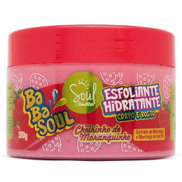 Esfoliante Hidratante Corpo e Rosto Cheirinho de Moranguinho Babasoul Soul Cosméticos 250g SL937