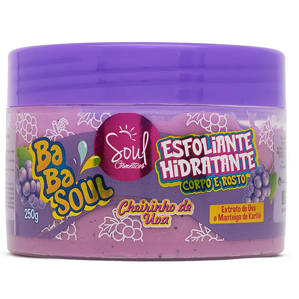 Esfoliante Hidratante Corpo e Rosto Cheirinho de Uva Babasoul Soul Cosméticos SL331